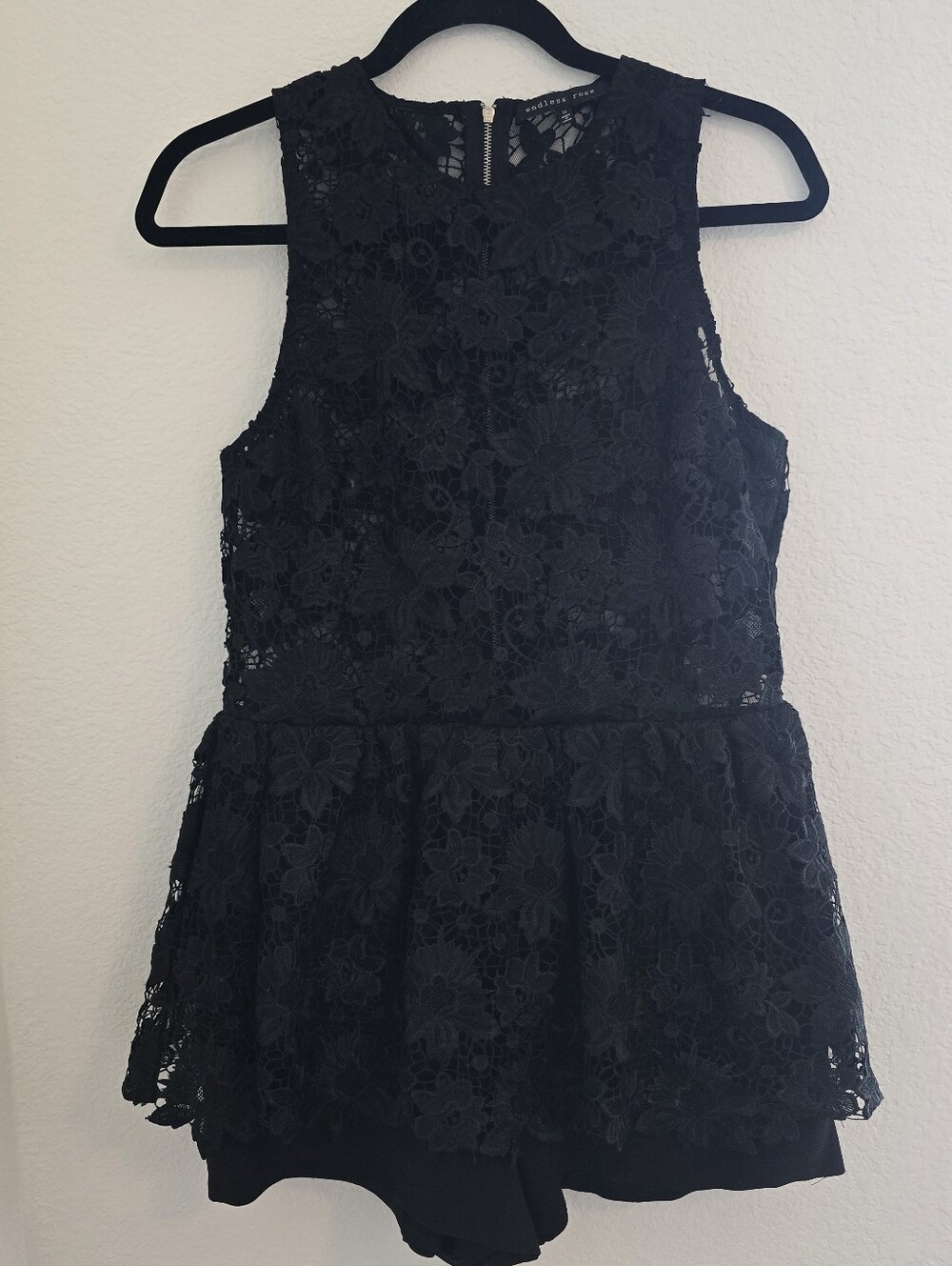 Endless Rose Black Sleveless Lace Romper